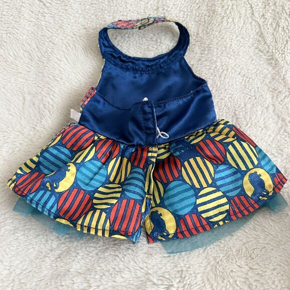 Build A Bear Lion King Nala Halter Dress Blue Yellow Red Clothing Accessory Bow - Picture 3 of 4